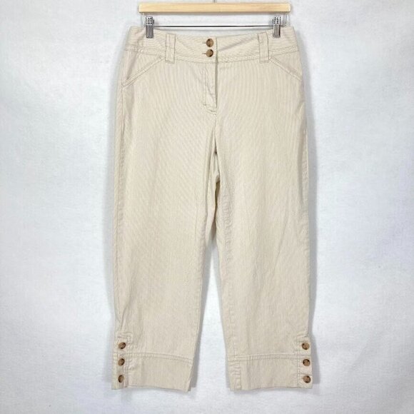 Charter Club Three-Button-Hem Capri Classic Fit Jeans Size 8 Ivory - Picture 2 of 9